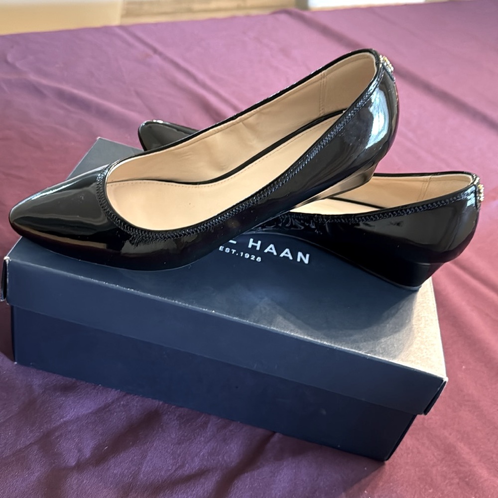 BNWB Cole Haan Elise Luxe 40MM II Patent Leather Wedges.